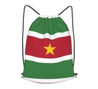 BLWSLC Flag of Suriname Printed Travel Drawstring Backpack Gym Drawstring Bag Portable Suitable For Short Trips, Black, Medium