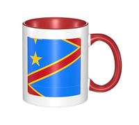 BLWSLC Flag of the Congo Printed ceramic Red mug with curved handle, suitable for office and everyday drinking.