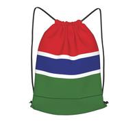 BLWSLC Flag of the Gambia Printed Travel Drawstring Backpack Gym Drawstring Bag Portable Suitable For Short Trips, Black, S