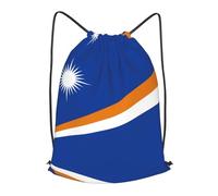 BLWSLC Flag of the Marshall Islands Printed Travel Drawstring Backpack Gym Drawstring Bag Portable Suitable For Short Trips, Black, S