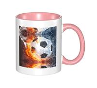 BLWSLC Flame Football Patterned Pink Ceramic Mug, Suitable for cafes and Offices.