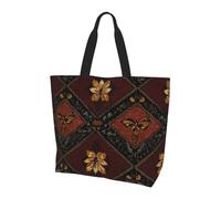 BLWSLC Flame Wings Printed tote bag, large capacity carry-on bag for travel, shopping and beach vacations, Fabric Batik Pattern, One Size