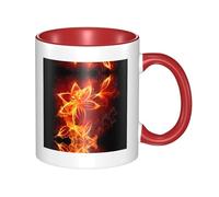 BLWSLC Flaming Fire Flowers Patterned Red Ceramic Mug, Suitable for cafes and Offices.