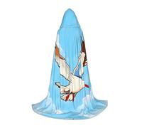 BLWSLC Flying Seagulls Printed Hooded Cape For Teenagers Zipperless Hooded Cape Suitable For Cosplay And Stage Performances Small