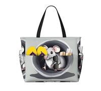 BLWSLC Foldable Mouse in the Hole printed zippered tote bag travel beach bag lightweight and portable suitable for travel and gym use