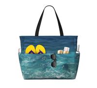 BLWSLC Foldable The Deep Ocean printed zippered tote bag travel beach bag lightweight and portable suitable for travel and gym use