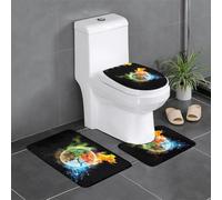 BLWSLC Four Elements Patterned Absorbent Bathroom Mat 3 Piece Set, suitable for homes, spas, and hotels