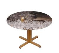 BLWSLC Free Deer Patterned S round decorative tablecloth, suitable for dining rooms and banquets.
