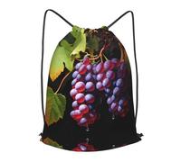 BLWSLC Fresh Grapes Printed Travel Drawstring Backpack Gym Drawstring Bag Portable Suitable For Short Trips, Black, S