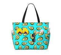BLWSLC Fresh Tropical Fruit Avocado Printed beach tote bag lightweight foldable pool bag suitable for packing travel and gym use