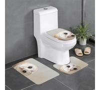 BLWSLC Funny Owl Patterned Absorbent Bathroom Mat 3 Piece Set, suitable for homes, spas, and hotels