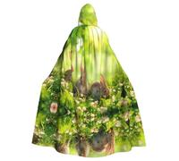 BLWSLC Funny Rabbits Printed Party Hooded Cape Adult Holiday Hooded Cape Suitable For Performances And Parties