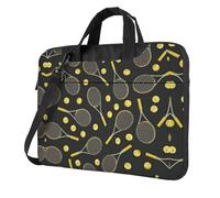 BLWSLC Funny Tennis Racquets and Tennis Balls Patterned 13 inch laptop bag with shoulder strap, suitable for business trips