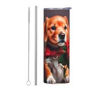 BLWSLC Gentleman-like dog 20-ounce stainless steel travel mug with a straight straw perfect for travel and fitness