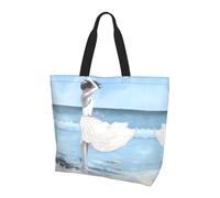 BLWSLC Girl On A Windy Beach Printed Large Capacity Travel Handbag Women's Everyday Outing Shoulder Tote Bag Suitable for Travel and Gym