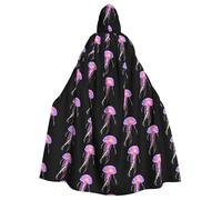 BLWSLC Glow Jellyfish Printed hooded cape, long style, suitable for cosplay, stage performances or holiday parties.