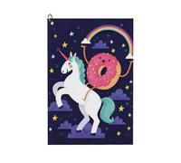 BLWSLC Golf cleaning towel Unicorns Doughnut Rainbow printed foldable golf towel suitable for golf bags a golf accessory with carabiner suitable for golf carts or clubs