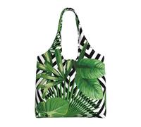 BLWSLC Green Leaves of Palm Tree Tropical Plant Printed single-shoulder commuter canvas bag, fitness sports leisure bag suitable for travel commuting or shopping