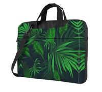 BLWSLC Green Tropical Jungle Plant Patterned 14 inch laptop bag with shoulder strap, suitable for business trips