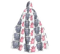 BLWSLC Halloween adult hooded cape Elephant and Piggie printed festive hooded cape suitable for holiday party costume