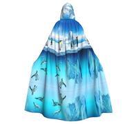 BLWSLC Halloween adult hooded cape Penguins On The Iceberg printed festive hooded cape suitable for holiday party costume