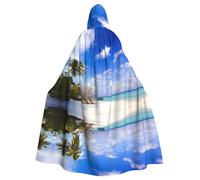 BLWSLC Halloween adult hooded cape Sea Island Sky Clouds printed festive hooded cape suitable for holiday party costume