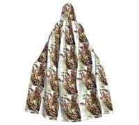 BLWSLC Halloween adult hooded cape Watercolor Deer Giraffe printed festive hooded cape suitable for holiday party costume