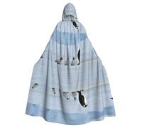BLWSLC Halloween Five Penguins printed cape hooded festive cape suitable for Halloween family parties