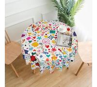 BLWSLC Happy Birthday Background 60-inch Round Decorative Long Tablecloth Printed for Kitchens and Dining Rooms