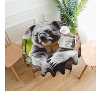 BLWSLC Happy Cute Koala 60-inch Round Decorative Long Tablecloth Printed for Kitchens and Dining Rooms