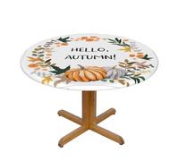 BLWSLC Hello Autumn Patterned S round decorative tablecloth, suitable for dining rooms and banquets.