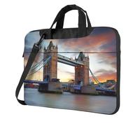 BLWSLC Historic Old Tower Bridge London Patterned 14 inch laptop bag with shoulder strap, suitable for business trips