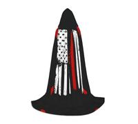 BLWSLC Holiday Party Hooded Cape Firefighter American Flag Printed Cosplay Costume Suitable For Halloween And Anime Conventions S
