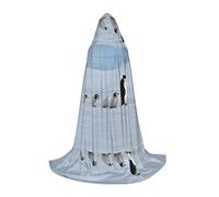 BLWSLC Holiday Party Hooded Cape Five Penguins Printed Cosplay Costume Suitable For Halloween And Anime Conventions S