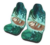 BLWSLC Hug tree sloth 2-piece front seat cover set, printed car seat protectors, suitable for cars, SUVs, trucks, and vans