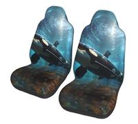 BLWSLC Huge Killer Whales Printed Car Seat Covers - 2 Pack, Bus, Ferry Seat Covers, Protect Car, SUV, Truck, Van, Car Seat Covers,