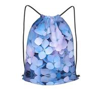 BLWSLC hydrangea Printed Travel Drawstring Backpack Gym Drawstring Bag Portable Suitable For Short Trips, Black, M