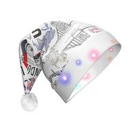 BLWSLC I Love London Printed Light Up Party Hats LED Christmas Party Props Suitable for Adults and Kids, Christmas Fun Hats