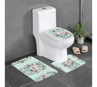 BLWSLC I Love The 90s Illustration Patterned Absorbent Bathroom Mat 3 Piece Set, suitable for homes, spas, and hotels