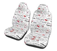 BLWSLC I Love You Words with Hearts 2-piece front seat cover set, printed car seat protectors, suitable for cars, SUVs, trucks, and vans