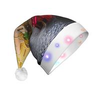 BLWSLC Italian Old Street Adult light-up Santa hat printed Santa hat with LED lights suitable for Christmas New Year's and other holiday parties