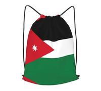 BLWSLC Jordanian flag Printed Travel Drawstring Backpack Gym Drawstring Bag Portable Suitable For Short Trips, Black, M