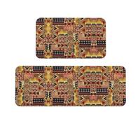 BLWSLC Kitchen Mat Set 2 Pieces African Textile Patchwork Printed Non-Slip Mat Suitable For Kitchen Sink Laundry Room And Entryway