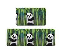 BLWSLC Kitchen Mat Set 2 Pieces Curious Baby Panda Printed Non-Slip Mat Suitable For Kitchen Sink Laundry Room And Entryway