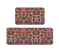 BLWSLC Kitchen Mat Set 2 Pieces Origami Paper Cranes Printed Non-Slip Mat Suitable For Kitchen Sink Laundry Room And Entryway