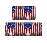 BLWSLC Kitchen Mat Set 2 Pieces U.S. flag Printed Non-Slip Mat Suitable For Kitchen Sink Laundry Room And Entryway