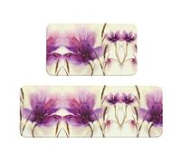 BLWSLC Kitchen Mat Set 2 Pieces Watercolor Flower Printed Non-Slip Mat Suitable For Kitchen Sink Laundry Room And Entryway