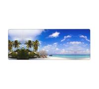 BLWSLC Large desktop mat Sea Island Sky Clouds printed rubber-bottomed keyboard pad suitable for office use
