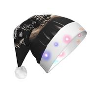 BLWSLC Late Night Owl Adult light-up Santa hat printed Santa hat with LED lights suitable for Christmas New Year's and other holiday parties
