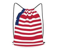 BLWSLC Liberian flag Printed Travel Drawstring Backpack Gym Drawstring Bag Portable Suitable For Short Trips, Black, S